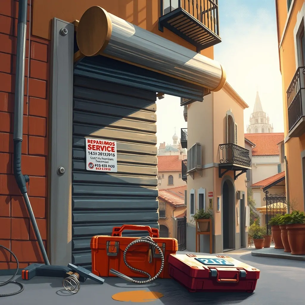 Escena doméstica con una puerta de garaje en Barcelona; busca "Quien ofrece el mejor servicio de mantenimiento para puertas de garaje en Barcelona".