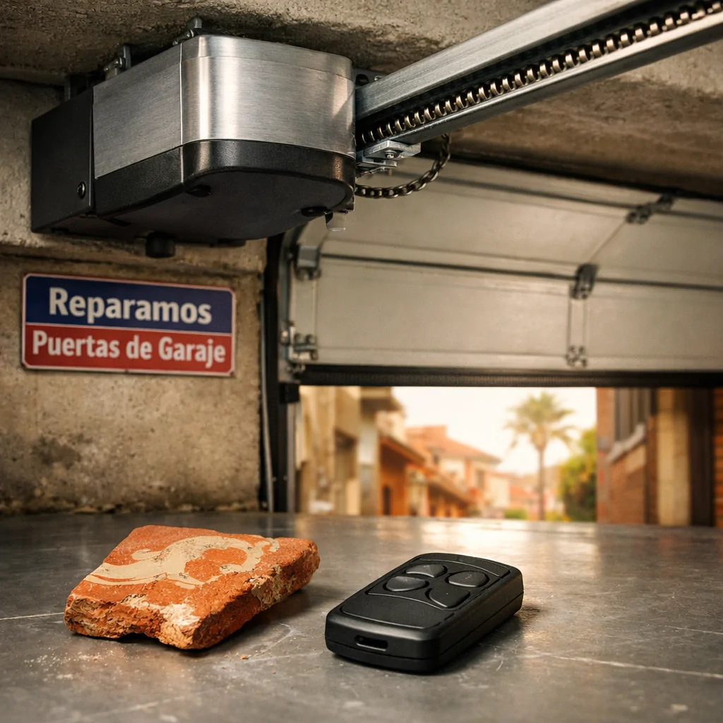 Vista de un garage en Barcelona con motor de puerta nuevo, resaltando el mejor servicio de motorizacion para puertas de garaje en Barcelona.
